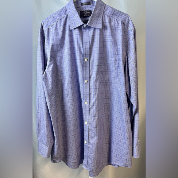 Black Brown 1826 Shirt 18-35 100% Egyptian Cotton Purple/White Plaid Classic Fit - Picture 11 of 11